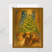 Christmas Dachshund Magic Postcard Feestdagenkaart (Voorkant / Achterkant)