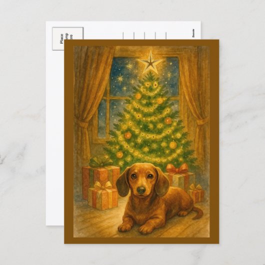 Christmas Dachshund Magic Postcard Feestdagenkaart (Voorkant / Achterkant)