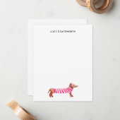 Christmas Dachshund Monogram Schattige Boho Honden Notitiekaartje (Voorkant / Achterkant in situ)