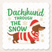 Christmas Dachshund Paper Coaster Kartonnen Onderzetters (Voorkant)