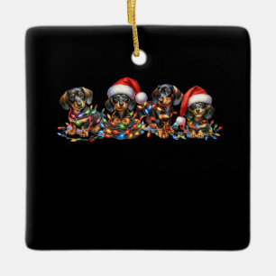 Christmas Dachshund Puppies Keramisch Ornament