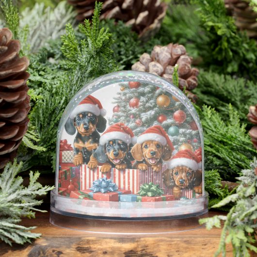 CHRISTMAS DACHSHUND PUPPIES SNOW GLOBE SNEEUWBOL (Winter)