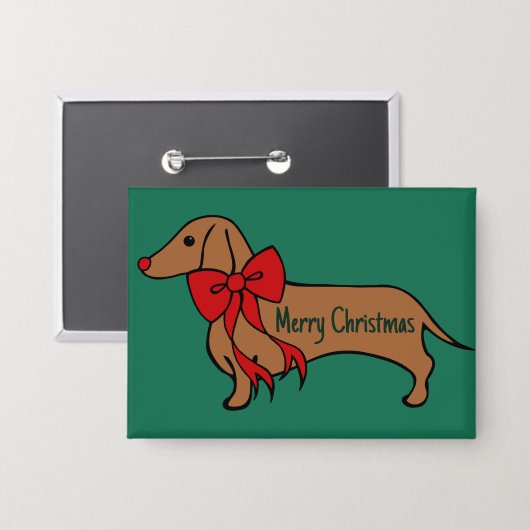 Christmas Dachshund Puppy Button (Voorkant / Achterkant)