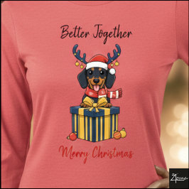 Christmas Dachshund Reindeer Scarf Gift Graphic Tri-Blend Shirt