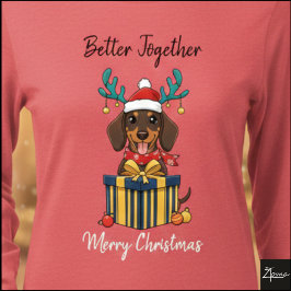 Christmas Dachshund Reindeer Scarf Gift Graphic Tri-Blend Shirt