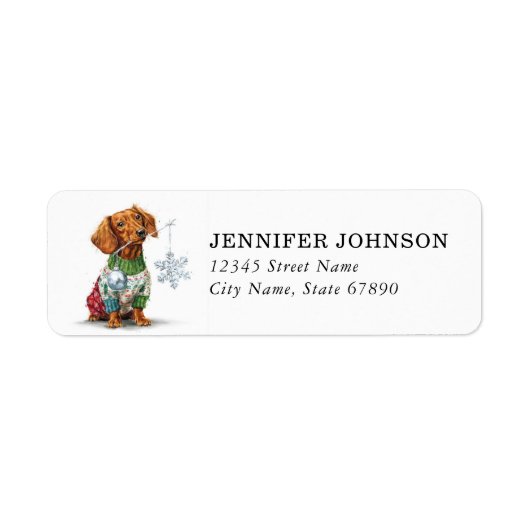 Christmas Dachshund Return Address Labels (Voorkant)