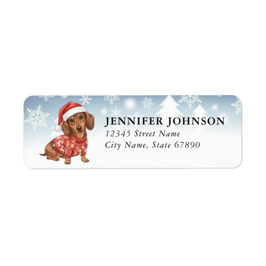 Christmas Dachshund Return Address Labels (Voorkant)