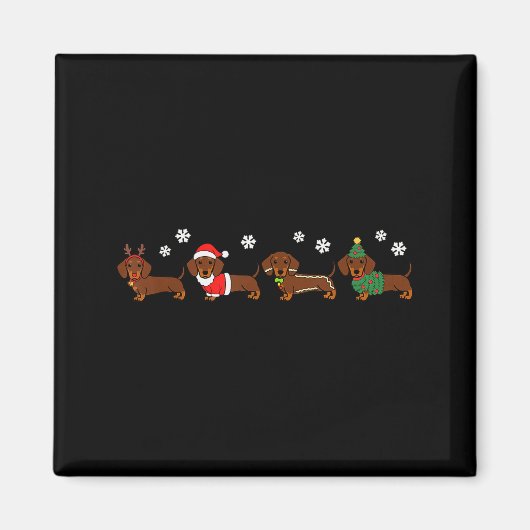 Christmas Dachshund Santa Hat Dog Lover Dog Mom Do Magneet (Voorkant)