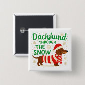 Christmas Dachshund Square Button (Voorkant /achterkant)
