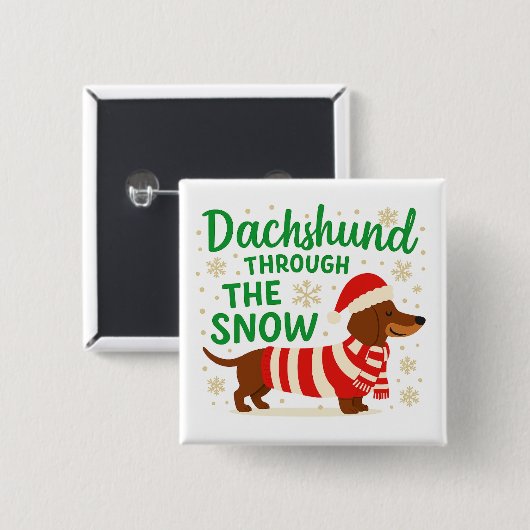 Christmas Dachshund Square Button (Voorkant /achterkant)