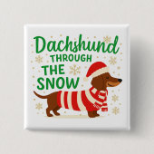 Christmas Dachshund Square Button (Voorkant)