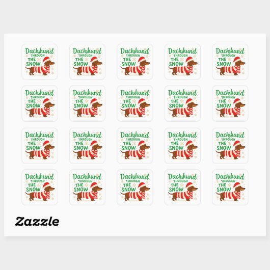 Christmas Dachshund Square Sticker (Vel)