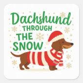 Christmas Dachshund Square Sticker (Voorkant)