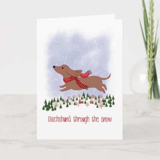 Christmas Dachshund Through the Snow Kaart (Voorkant)