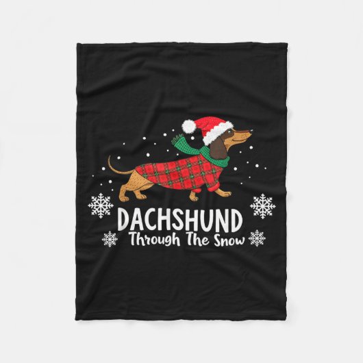 Christmas Dachshund Through The Snow Wiener Dog Sa Fleece Deken (Voorkant)