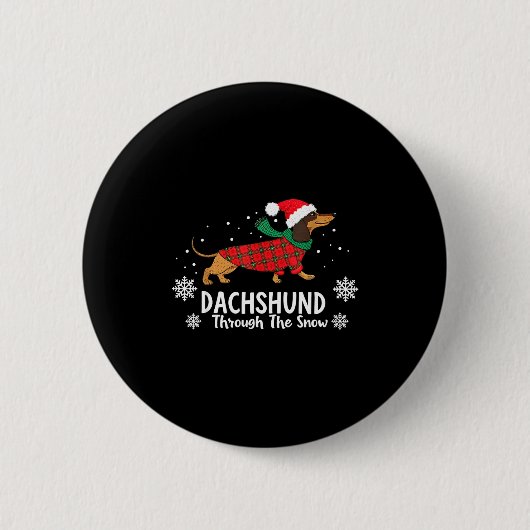Christmas Dachshund Through The Snow Wiener Dog Sa Ronde Button 5,7 Cm (Voorkant)