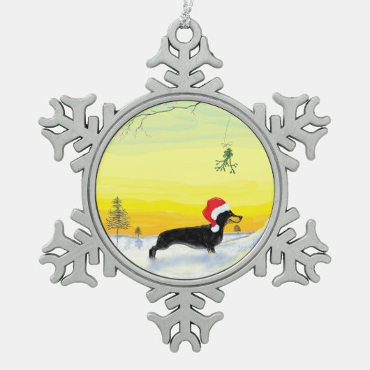 christmas dachshund tin sneeuwvlok ornament (Voorkant)