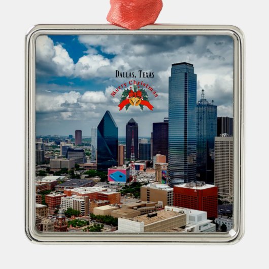 Christmas, Dallas, Texas skyline Metalen Ornament (Voorkant)