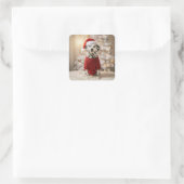 Christmas Dalmatian Dog In a Red Sweater Vierkante Sticker (Tas)