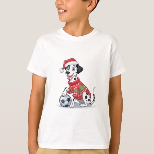 Christmas Dalmatian Dog with Soccer Ball T-shirt (Voorkant)
