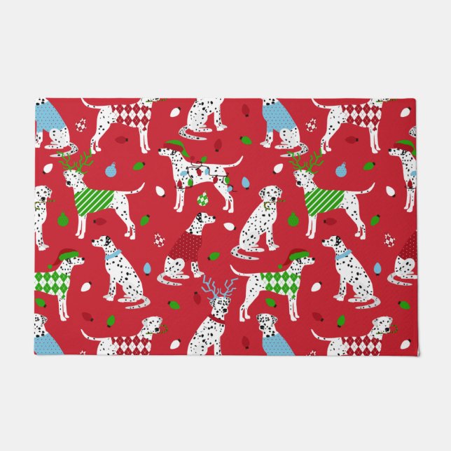 Christmas Dalmatian Doormat Deurmat (Voorkant)