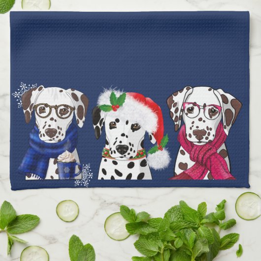Christmas Dalmatians Theedoek (Gevouwen)