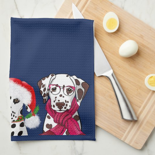 Christmas Dalmatians Theedoek (Quarter Fold)