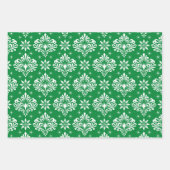 Christmas Damask Pattern on Custom Background Inpakpapier Vel (Voorkant 3)