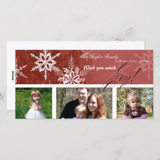 Christmas Damask Snowflake - Kaart (Voorkant / Achterkant)