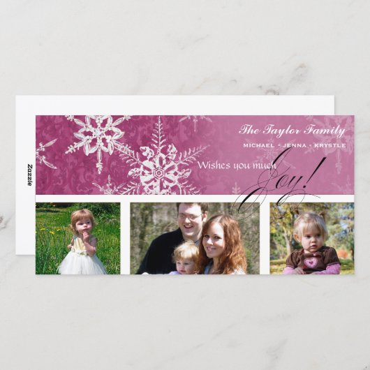 Christmas Damask Snowflake - Kaart (Voorkant / Achterkant)