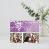 Christmas Damask Snowflake - Plum Paarse Kaart (Staand voorkant)