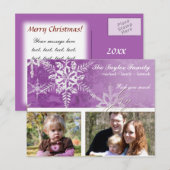 Christmas Damask Snowflake - Plum Paarse Kaart (Voorkant / Achterkant)