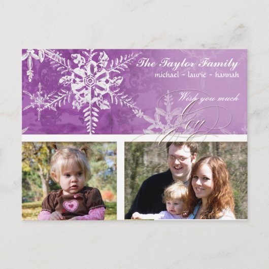 Christmas Damask Snowflake - Plum Paarse Kaart (Voorkant)