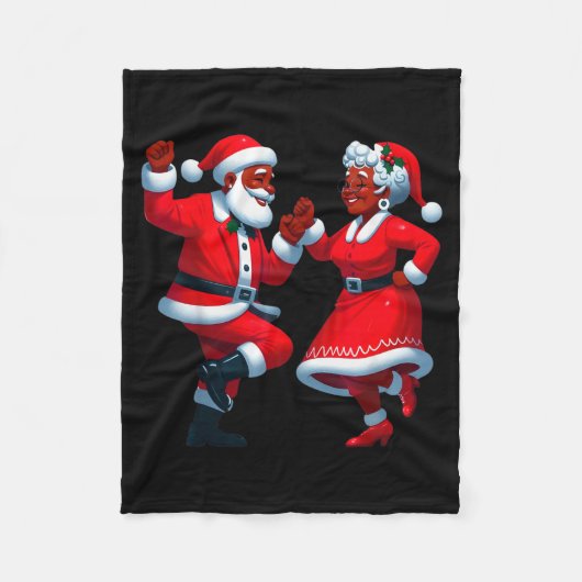 Christmas Dancing Black African American Santa Mrs Fleece Deken (Voorkant)