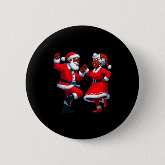 Christmas Dancing Black African American Santa Mrs Ronde Button 5,7 Cm (Voorkant)