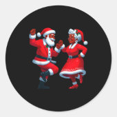 Christmas Dancing Black African American Santa Mrs Ronde Sticker (Voorkant)