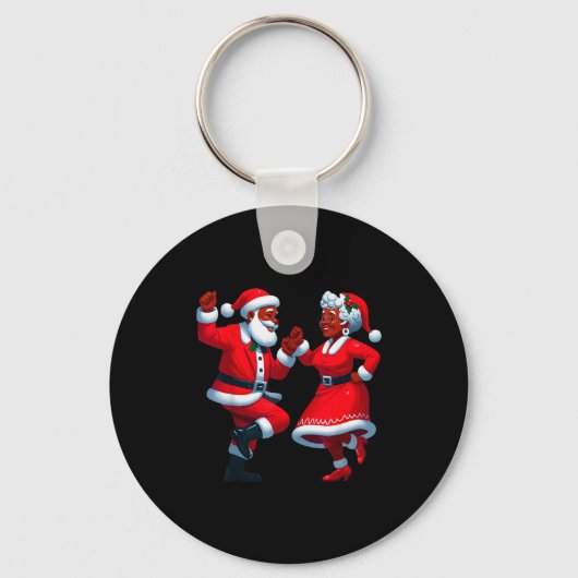 Christmas Dancing Black African American Santa Mrs Sleutelhanger (Voorkant)