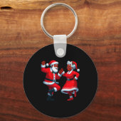 Christmas Dancing Black African American Santa Mrs Sleutelhanger (Voorkant)