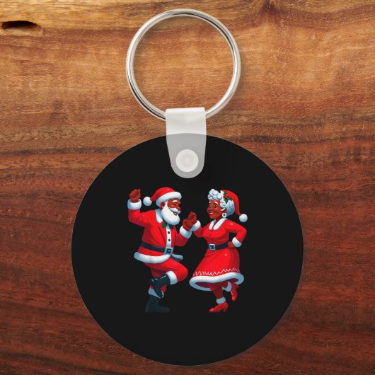 Christmas Dancing Black African American Santa Mrs Sleutelhanger (Voorkant)