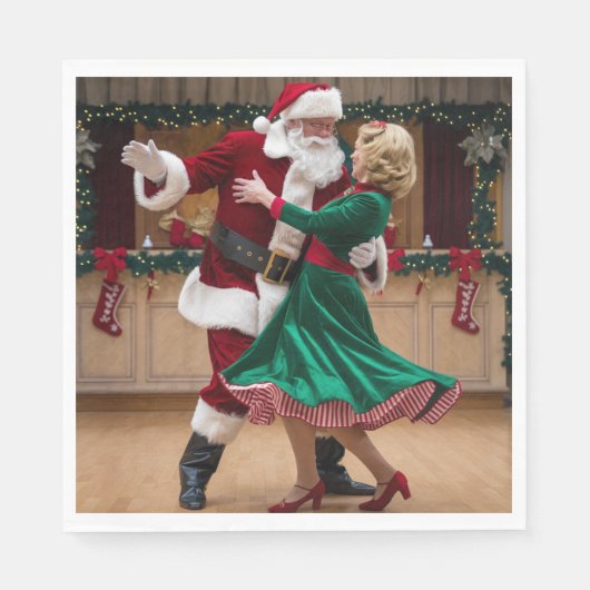 Christmas Dancing Santa Napkins. Servet (Voorkant)