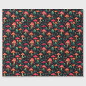 Christmas Dark Botanical Forest Mushroom Cadeaupapier (Vlak)