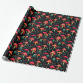 Christmas Dark Botanical Forest Mushroom Cadeaupapier (Uitgerold)