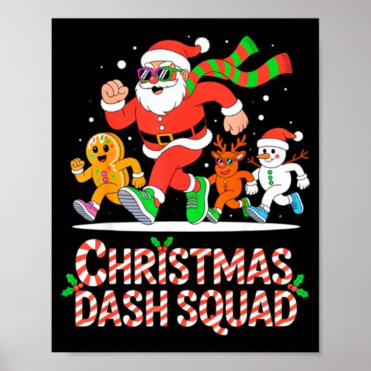 Christmas Dash Squad Running Runner Marathon Team  Poster (Voorkant)