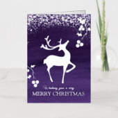Christmas dashing reindeer silver purple custom folie feestdagenkaart (Voorkant)