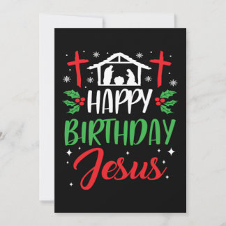 Christmas Day Happy Birthday Jesus Holiday Gift Kaart