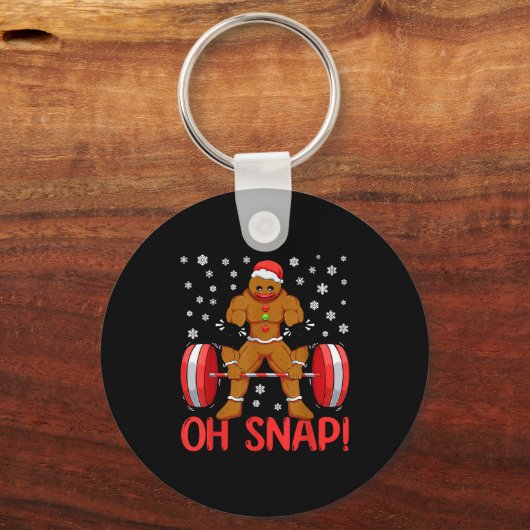 Christmas Deadlifts Workout Oh Snap Gingerbread Ma Sleutelhanger (Voorkant)