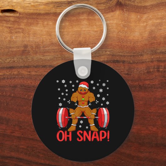 Christmas Deadlifts Workout Oh Snap Gingerbread Ma Sleutelhanger (Voorkant)