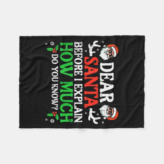 Christmas Dear Santa How Much Do You Know Xmas Wom Fleece Deken (Voorkant (Horizontaal))