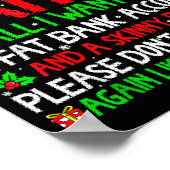 Christmas Dear Santa I Want Skinny Body &amp; Fat  Poster (Hoek)