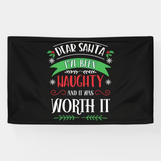 Christmas Dear Santa Ive Been Naughty Funny Xmas Spandoek (Horizontaal)